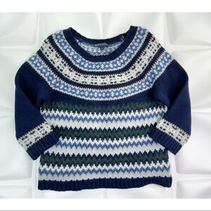 Brooks Brothers Womens Sz L Italian Yarn Merino Wool Fair Isle Sweater Nordic